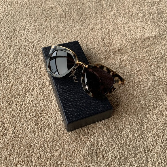 Prada Tortiseshell Conceptual Cat Eye Sunglasses - Picture 9 of 10